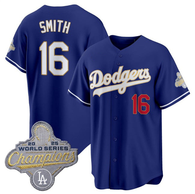 Los Angeles Dodgers #16 Will Smith Royal HeidiMiller 2026 Alternate Gold Collection Stadium Stitched Jersey