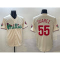 Philadelphia Phillies #55 Ranger Su¨¢rez Cream HeidiMiller Phanatic Limited Stitched Jersey