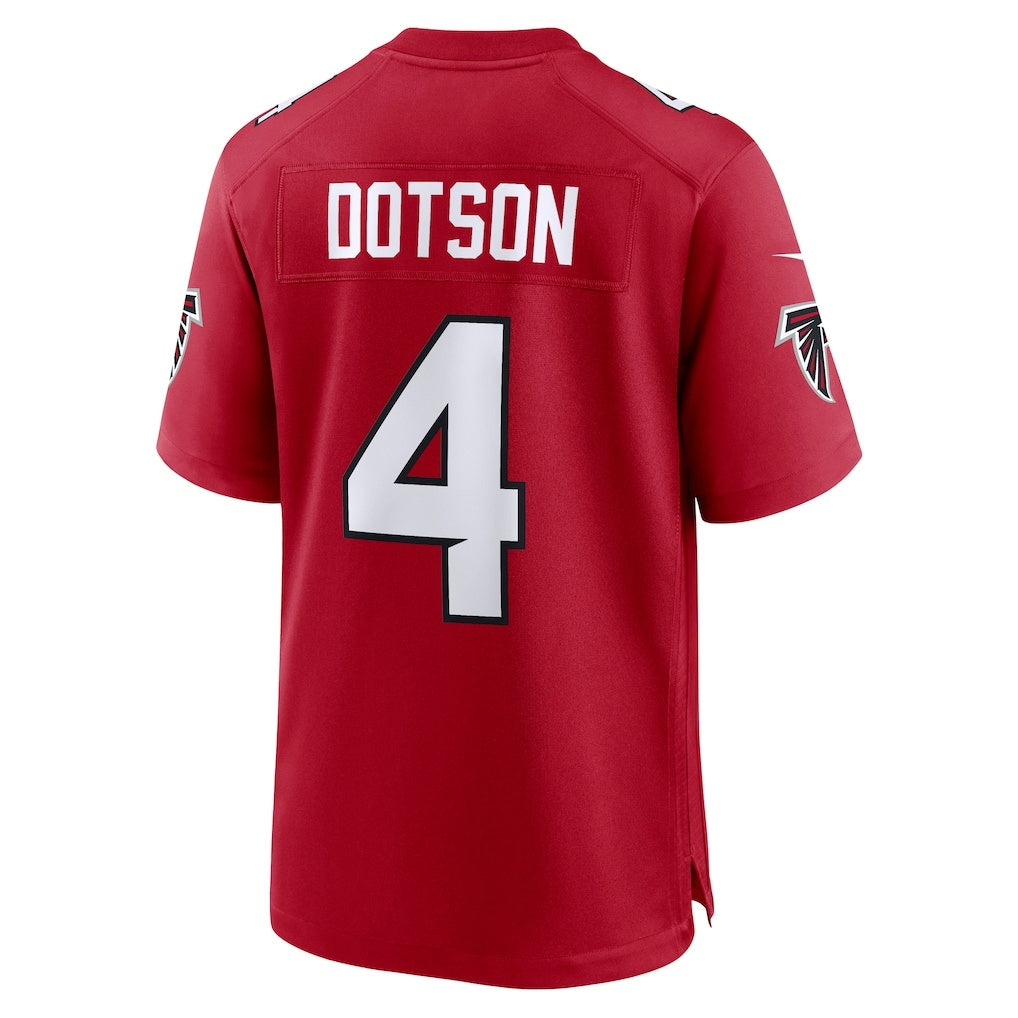 A.Falcons #4 Jahan Dotson Red HeidiMiller Team Game Jersey