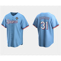 Texas Rangers #31 Max Scherzer Blue HeidiMiller 2023 World Series Stitched Jersey