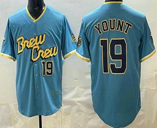 Milwaukee Brewers #19 Robin Yount Powder Blue HeidiMiller Limited Jersey
