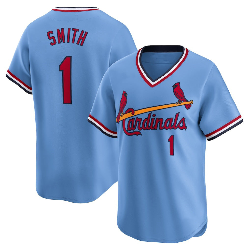 St. Louis Cardinals #1 Ozzie Smith Royal HeidiMiller Throwback Cooperstown Limited Jersey
