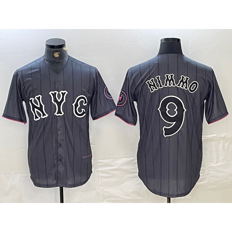 New York Mets #9 Brandon Nimmo Gray HeidiMiller 2024 City Connect Cool Base Stitched Jersey