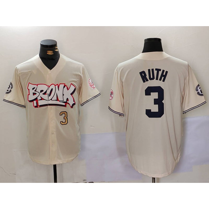 New York Yankees #3 Babe Ruth Cream HeidiMiller Limited Stitched Jerseys