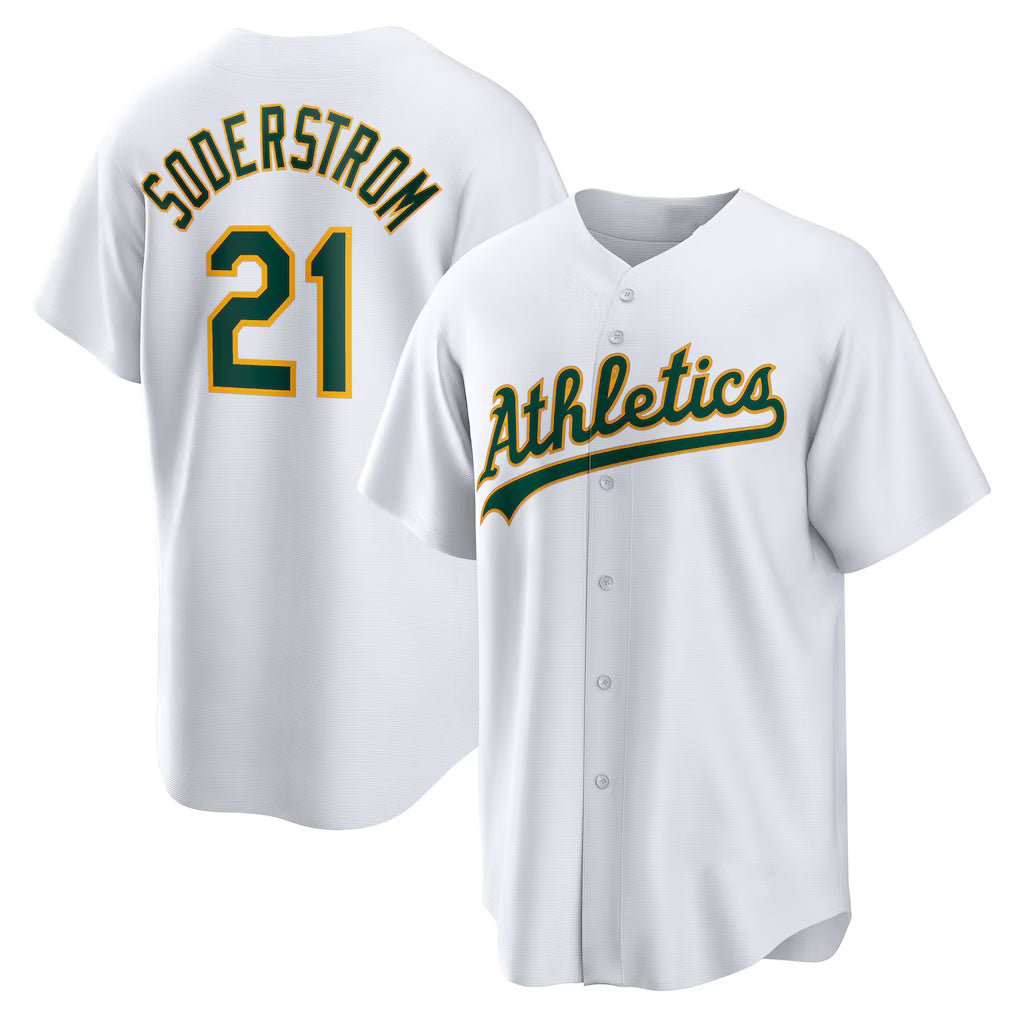 Oakland Athletics #21 Tyler Soderstrom White HeidiMiller Home Replica Jersey 2