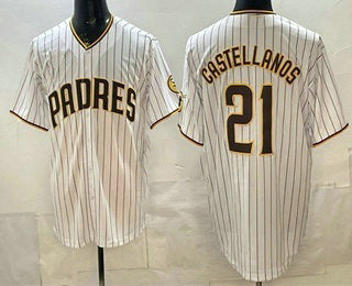 San Diego Padres #21 Nick Castellanos White HeidiMiller Cool Base Jersey
