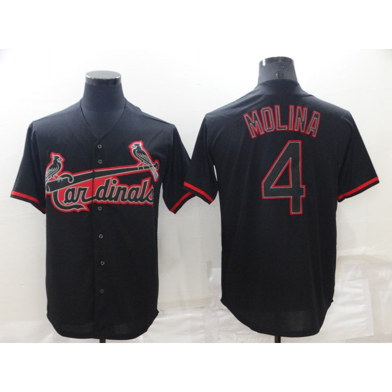 St. Louis Cardinals #4 Yadier Molina Lights Out Black HeidiMiller Fashion Stitched Cool Base Jersey