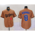 Los Angeles Dodgers #8 Kike Hernandez Number Olive HeidiMiller Cool Base Limited Stitched Jersey 2