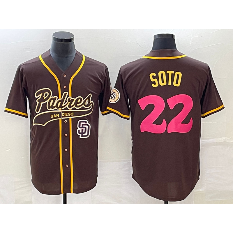 San Diego Padres #22 Juan Soto Brown HeidiMiller NEW 2023 City Connect Cool Base Stitched Jersey 2