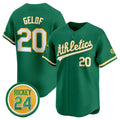 Oakland Athletics #20 Zack Gelof Green HeidiMiller 2024 Limited With Rickey Henderson Patch Stitched Jersey