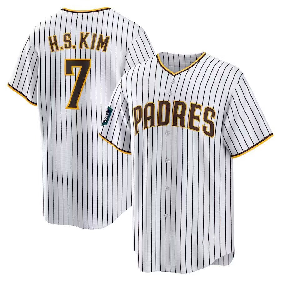 San Diego Padres #7 Ha Seong Kim White HeidiMiller Stitched Cool Base White Jersey