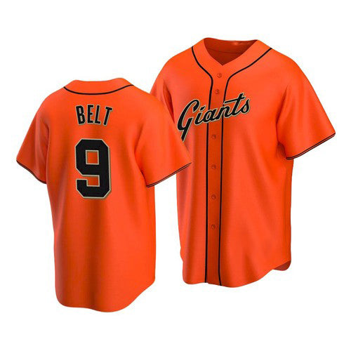 San Francisco Giants #9 Brandon Belt Alternate Orange HeidiMiller Jersey