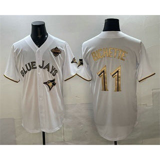 Toronto Blue Jays #11 Bo Bichette White Gold HeidiMiller 2025 American League Champions Limited Stitched Jersey