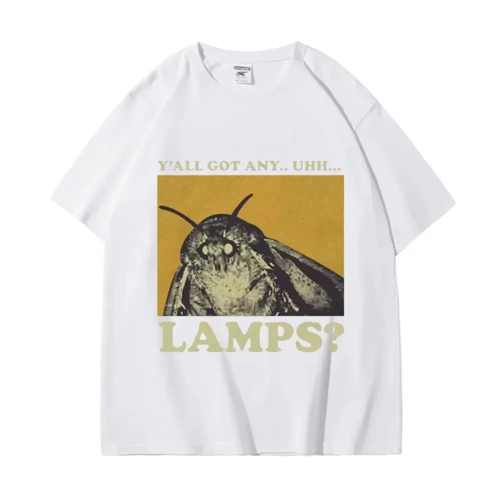 Yall Got Any Lamps Moth Funny Meme T-shirt High Street Fashion Trend Short Sleeve T-shirts Women Casual Vintage T Shirts