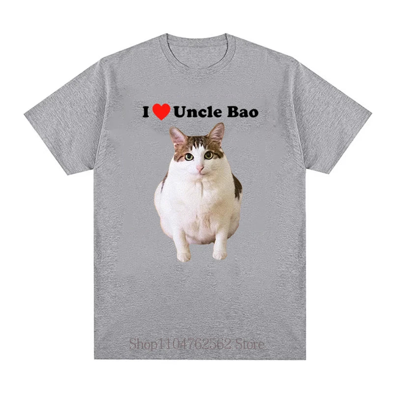 I Love Uncle Bao Cats Print T-shirts for Women Men Summer Casual Fashion Funny Loose Streetwear Tops O-Neck Short Sleeve Tees