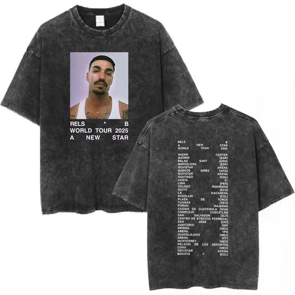Washed Vintage Rels B Flakk Skiny Flakk Smile T-shirt Boys Don't Cry Letter Graphic T-shirts Men Women Casual Oversized T Shirts
