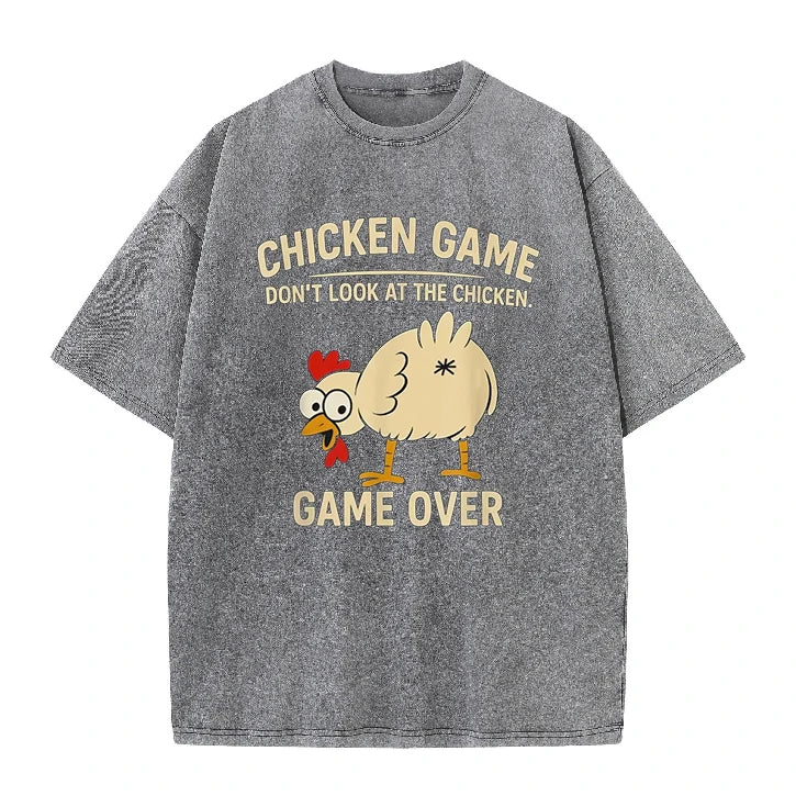 Funny Chicken Game Graphic Men's T-Shirt Don't Look At The Chicken Printed Short Sleeve Tee Women's Tee Shirt Casual Tops