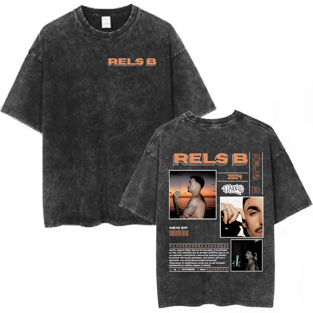 Washed Vintage Rels B Flakk Skiny Flakk Smile T-shirt Boys Don't Cry Letter Graphic T-shirts Men Women Casual Oversized T Shirts