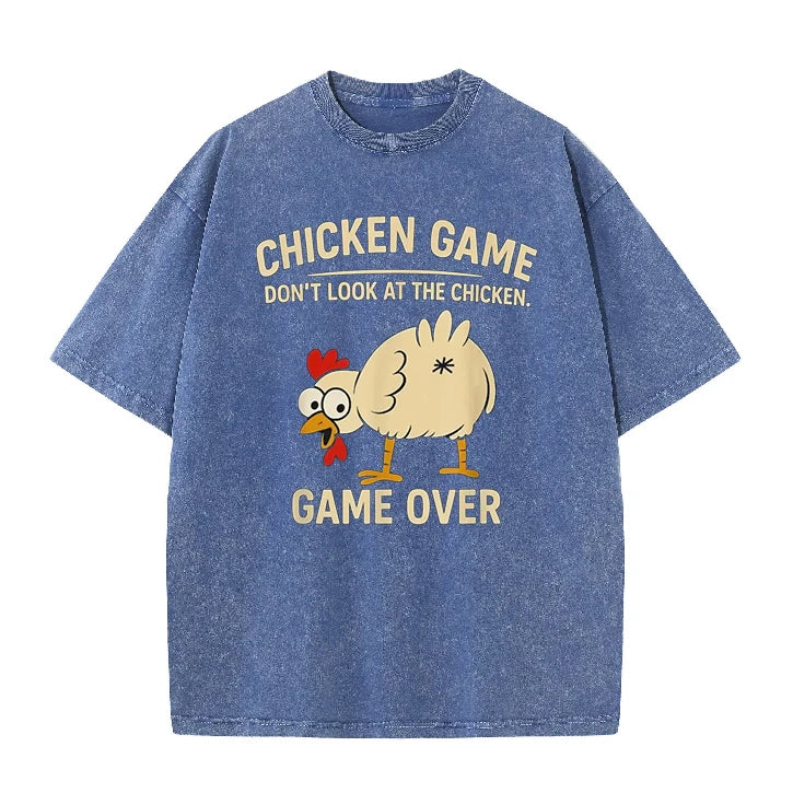 Funny Chicken Game Graphic Men's T-Shirt Don't Look At The Chicken Printed Short Sleeve Tee Women's Tee Shirt Casual Tops