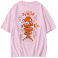 Japanese Style Pokemon King Carp Magikarp Sushi Sashimi Short Sleeved Pure Cotton T-shirt Loose Men's and Women's Summer Tops