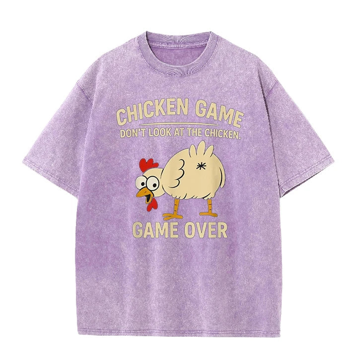 Funny Chicken Game Graphic Men's T-Shirt Don't Look At The Chicken Printed Short Sleeve Tee Women's Tee Shirt Casual Tops