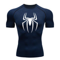 2025 Men's Spider Print Compression Shirt, Quick Dry T-Shirt, Gym Running Jersey, Breathable Short Sleeve, Spring, Summer, S-3XL