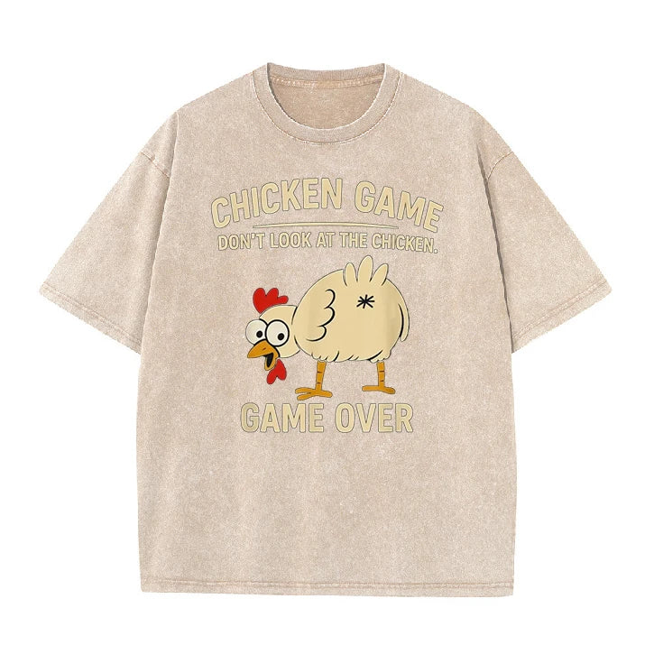 Funny Chicken Game Graphic Men's T-Shirt Don't Look At The Chicken Printed Short Sleeve Tee Women's Tee Shirt Casual Tops