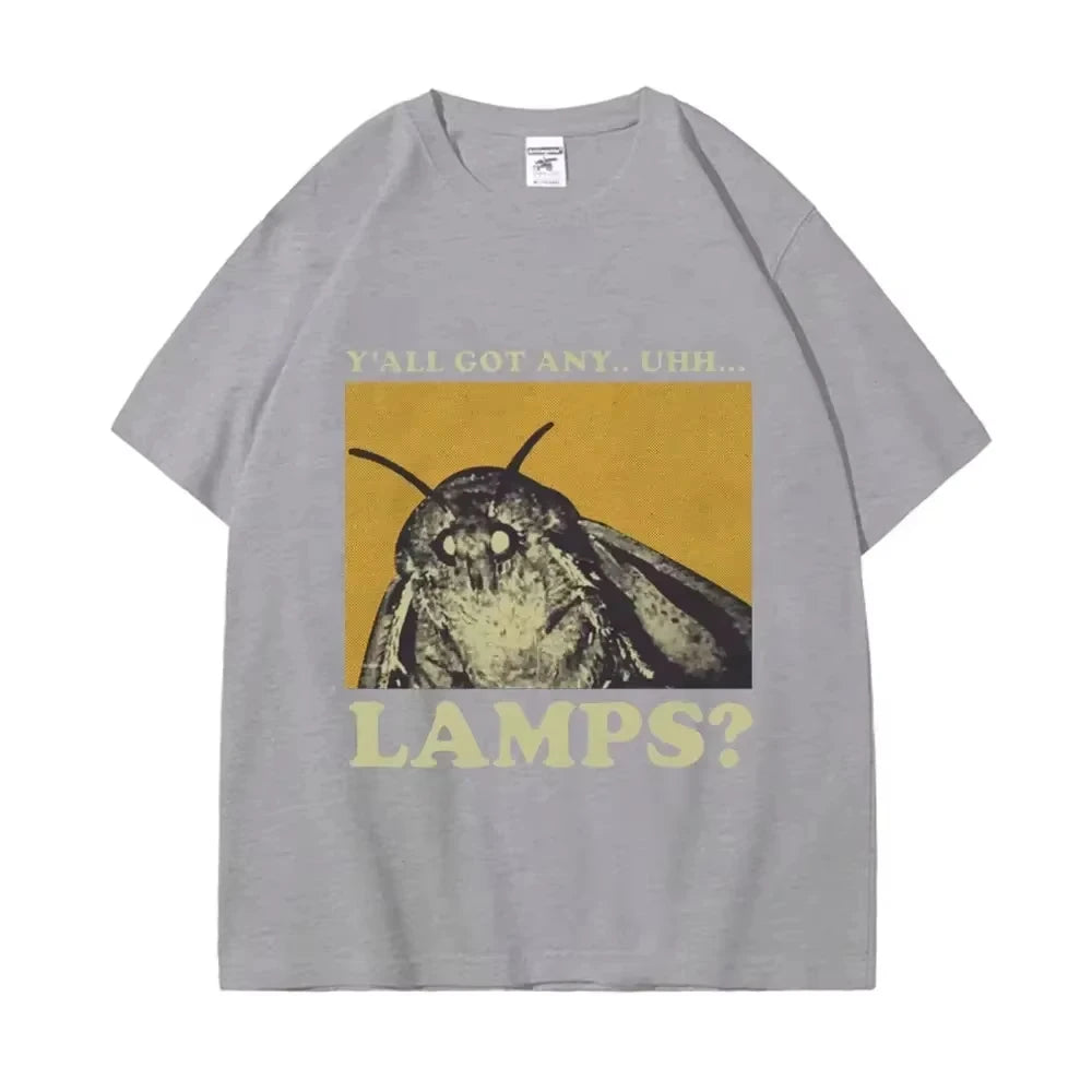 Yall Got Any Lamps Moth Funny Meme T-shirt High Street Fashion Trend Short Sleeve T-shirts Women Casual Vintage T Shirts