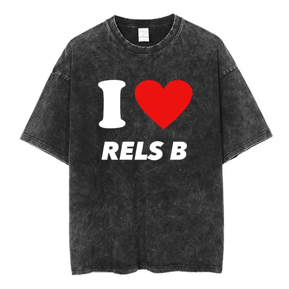 Washed Vintage Rels B Flakk Skiny Flakk Smile T-shirt Boys Don't Cry Letter Graphic T-shirts Men Women Casual Oversized T Shirts