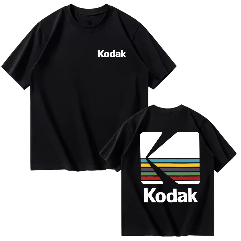 Kodak Summer Brand Bestseller 100% Cotton Solid Color Versatile Men T-shirt Daily Casual Sweat-absorbing Breathable Short Sleeve