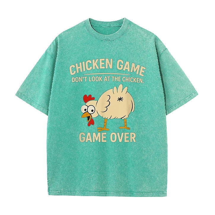 Funny Chicken Game Graphic Men's T-Shirt Don't Look At The Chicken Printed Short Sleeve Tee Women's Tee Shirt Casual Tops