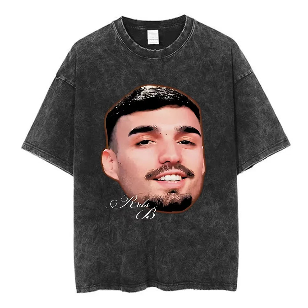 Washed Vintage Rels B Flakk Skiny Flakk Smile T-shirt Boys Don't Cry Letter Graphic T-shirts Men Women Casual Oversized T Shirts