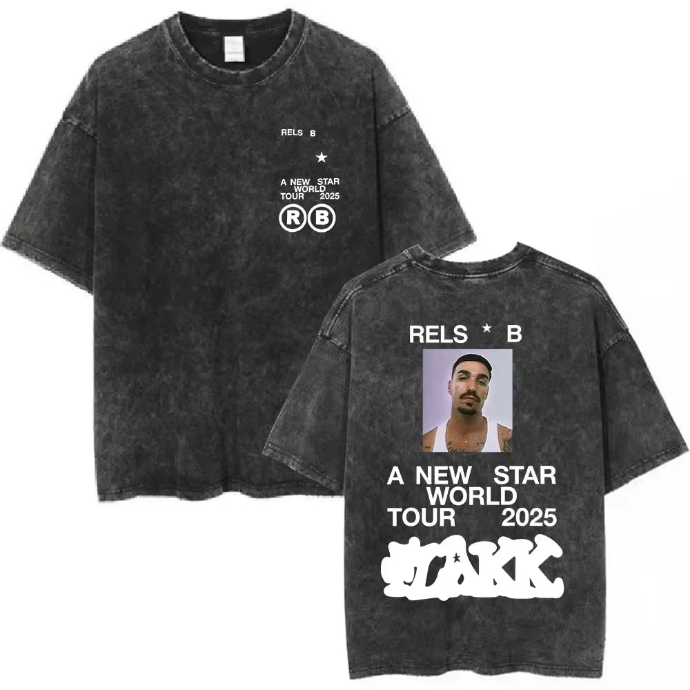 Washed Vintage Rels B Flakk Skiny Flakk Smile T-shirt Boys Don't Cry Letter Graphic T-shirts Men Women Casual Oversized T Shirts