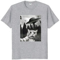 Cat's Selfie UFO Printed T-shirt Women Men Anime Lover Funny Casual Loose Fashion Streetwear O-Neck Short Sleeve Tops T-shirt