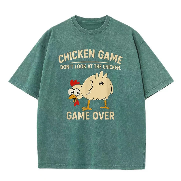 Funny Chicken Game Graphic Men's T-Shirt Don't Look At The Chicken Printed Short Sleeve Tee Women's Tee Shirt Casual Tops