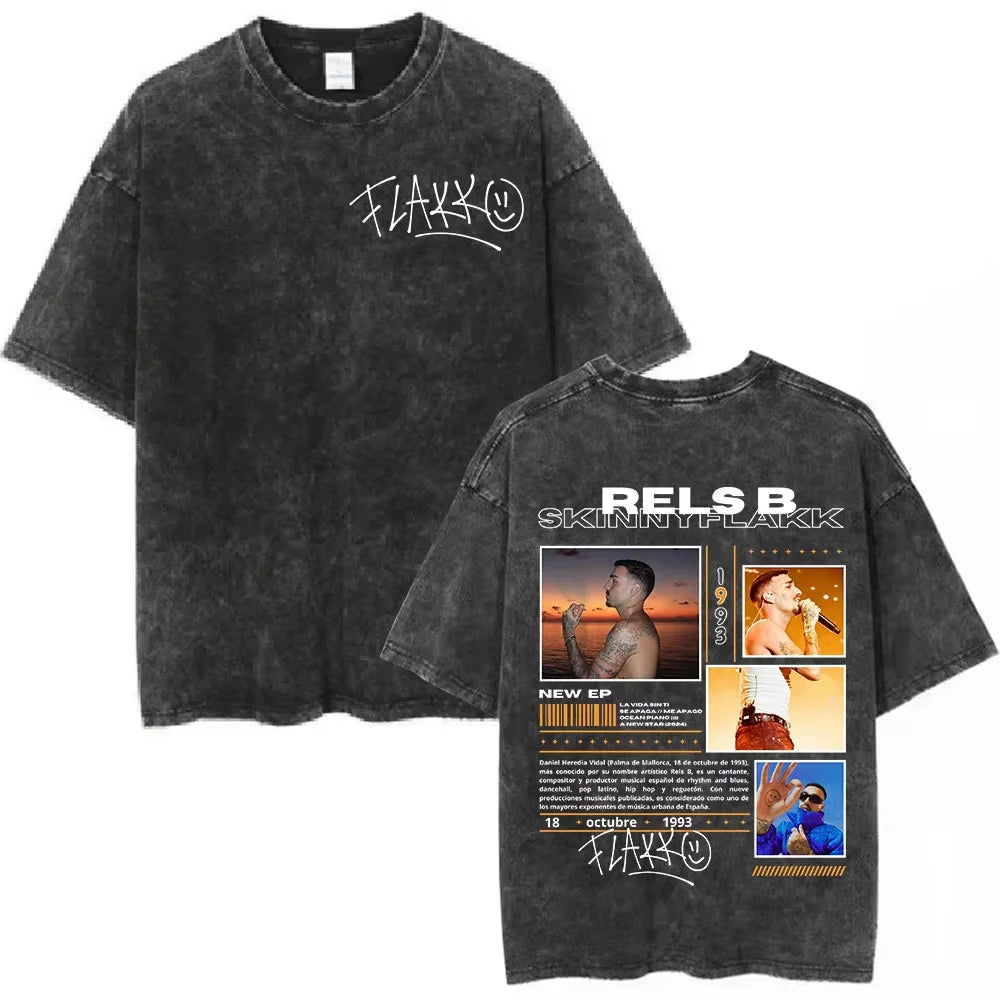 Washed Vintage Rels B Flakk Skiny Flakk Smile T-shirt Boys Don't Cry Letter Graphic T-shirts Men Women Casual Oversized T Shirts