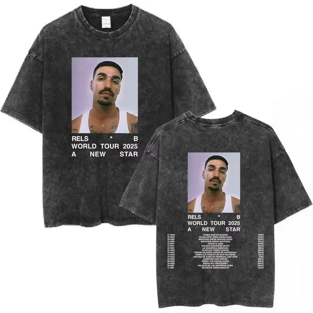 Washed Vintage Rels B Flakk Skiny Flakk Smile T-shirt Boys Don't Cry Letter Graphic T-shirts Men Women Casual Oversized T Shirts