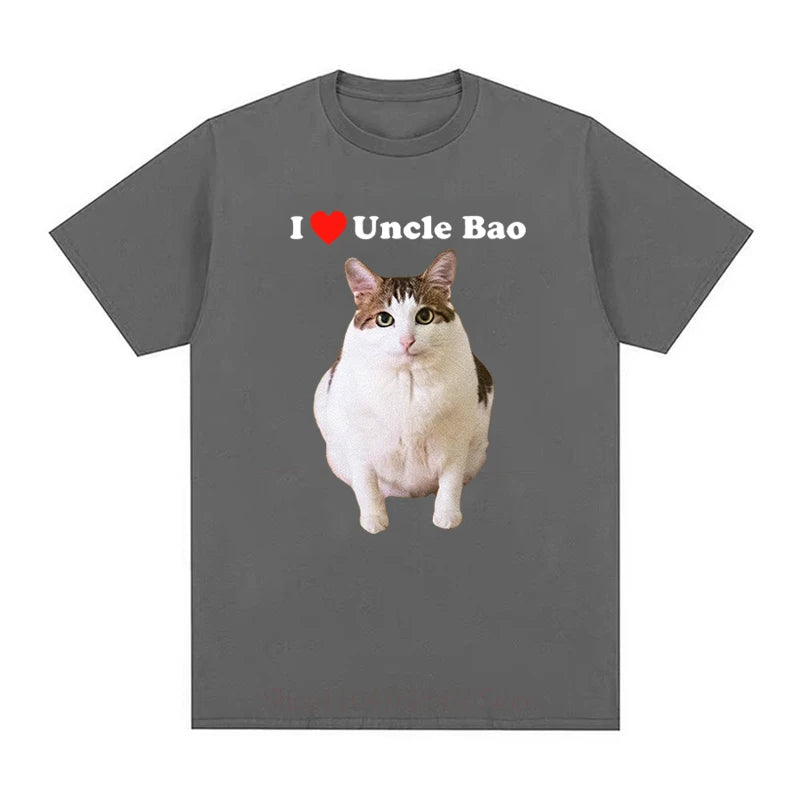I Love Uncle Bao Cats Print T-shirts for Women Men Summer Casual Fashion Funny Loose Streetwear Tops O-Neck Short Sleeve Tees