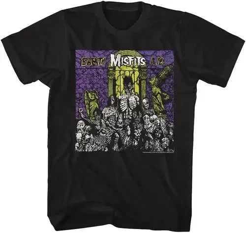 New Fashion Misfits Punk Style Tshirt Retro Street Skull Pattern Men's T-shirt