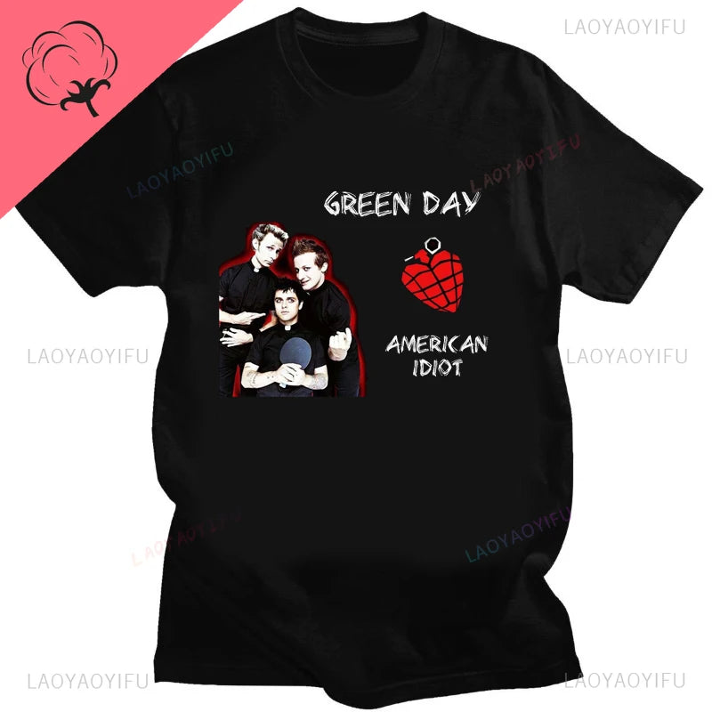 Green Day ' American Idiot Albuum Cover ' T-shirts Men Women Oversized T-shirts Novelty Funny Streetwear Summer Comfortable Tee