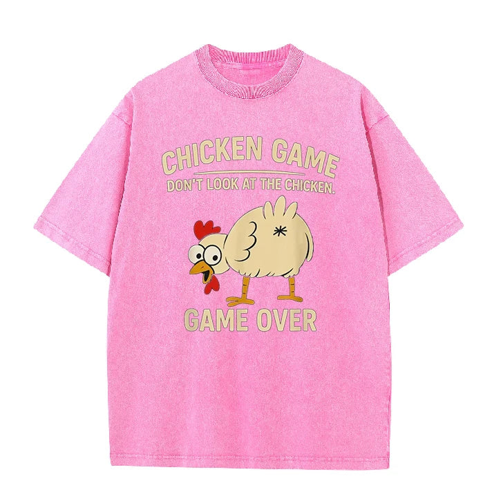 Funny Chicken Game Graphic Men's T-Shirt Don't Look At The Chicken Printed Short Sleeve Tee Women's Tee Shirt Casual Tops