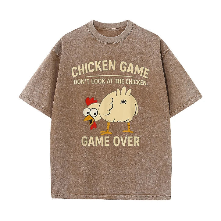 Funny Chicken Game Graphic Men's T-Shirt Don't Look At The Chicken Printed Short Sleeve Tee Women's Tee Shirt Casual Tops