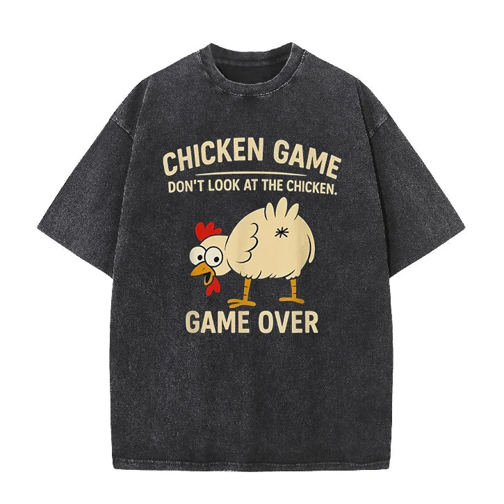 Funny Chicken Game Graphic Men's T-Shirt Don't Look At The Chicken Printed Short Sleeve Tee Women's Tee Shirt Casual Tops