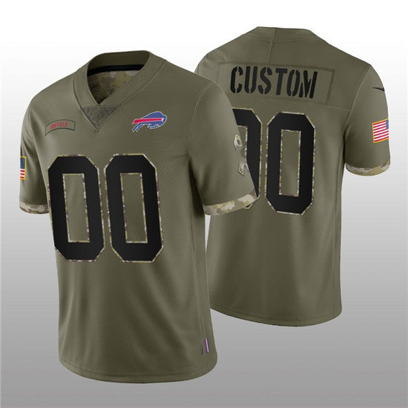 Custom B.Bills ACTIVE PLAYER 2022 Olive HeidiMiller Salute To Service Limited Stitched Jersey