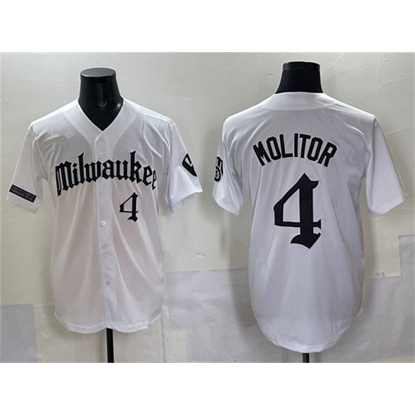 Milwaukee Brewers #4 Paul Molitor White HeidiMiller 'Gothic 414 Shadows Edition' Vapor Premier Limited Stitched Jersey