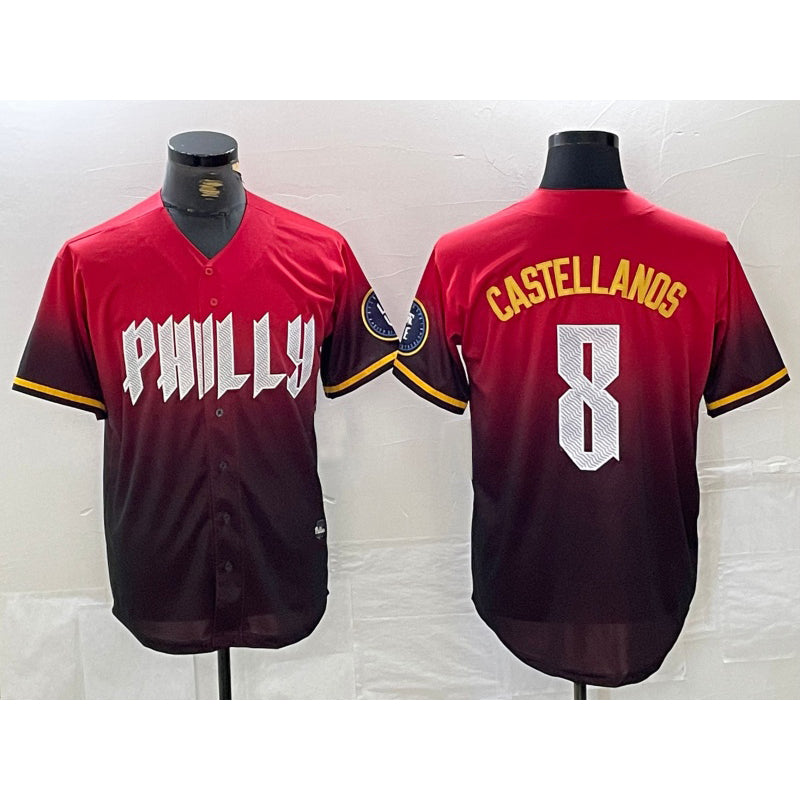Philadelphia Phillies #8 Nick Castellanos Red HeidiMiller 2024 City Cool Base Jersey