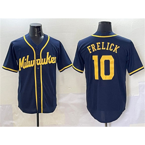 Milwaukee Brewers #10 Sal Frelick Navy HeidiMiller Cool Base Stitched Jersey