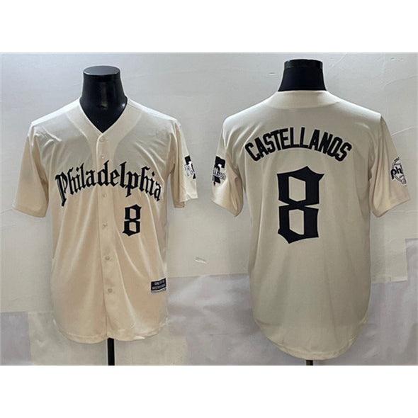 Philadelphia Phillies #8 Nick Castellanos Cream HeidiMiller Gothic Vapor Limited Stitched Jersey