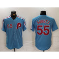 Philadelphia Phillies #55 Ranger Suarez Number Light Blue HeidiMiller Cooperstown Cool Base Jersey