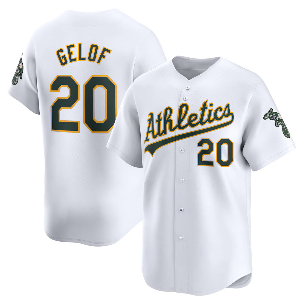 Oakland Athletics #20 Zack Gelof White HeidiMiller Home Limited Player Jersey